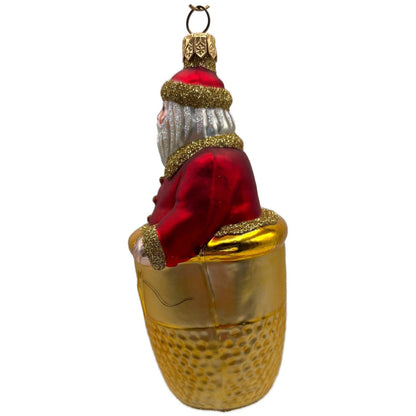 Patricia Breen Thimble Santa Glittered Sewing Seamstress Christmas Ornament