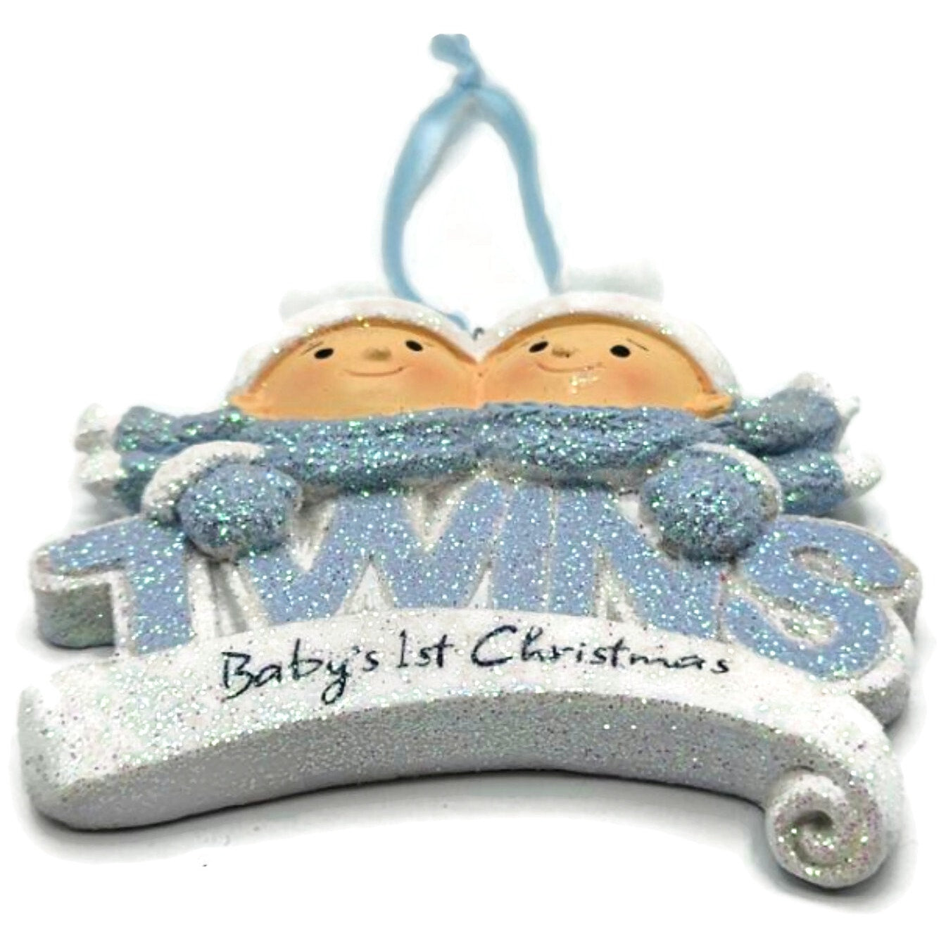 Midwest CBK Baby's First Christmas Twin Boys Blue Resin Holiday Tree Ornament