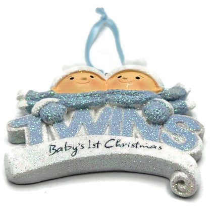Midwest CBK Baby's First Christmas Twin Boys Blue Resin Holiday Tree Ornament