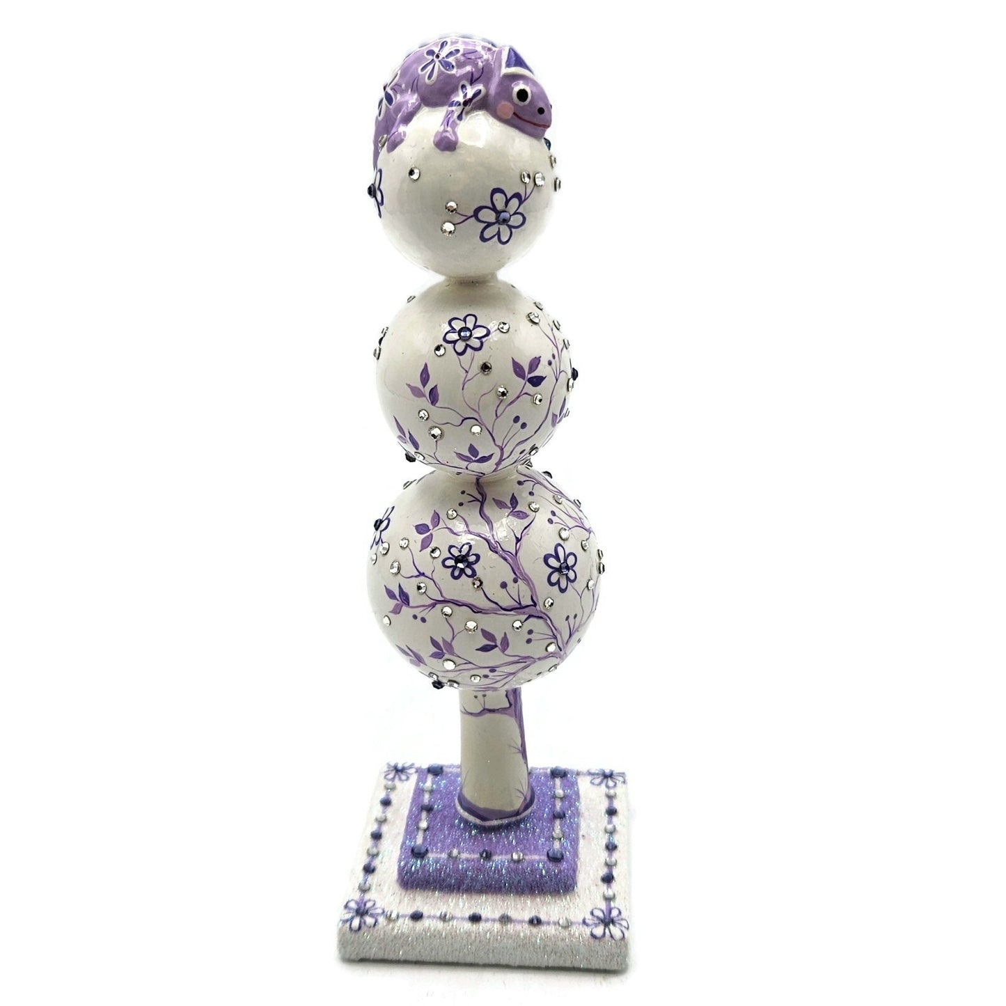 Patricia Breen Miniature Chameleon Finial Chinoiserie Lavender Tree Topper