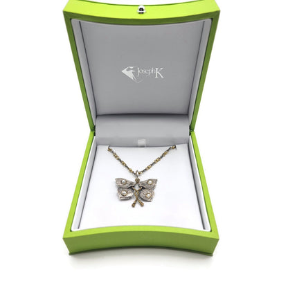 Butterfly Pendant Necklace Chain Two Tone Metal 28 in Joseph K Jewelers