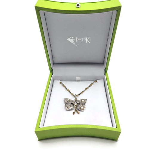 Butterfly Pendant Necklace Chain Two Tone Metal 28 in Joseph K Jewelers