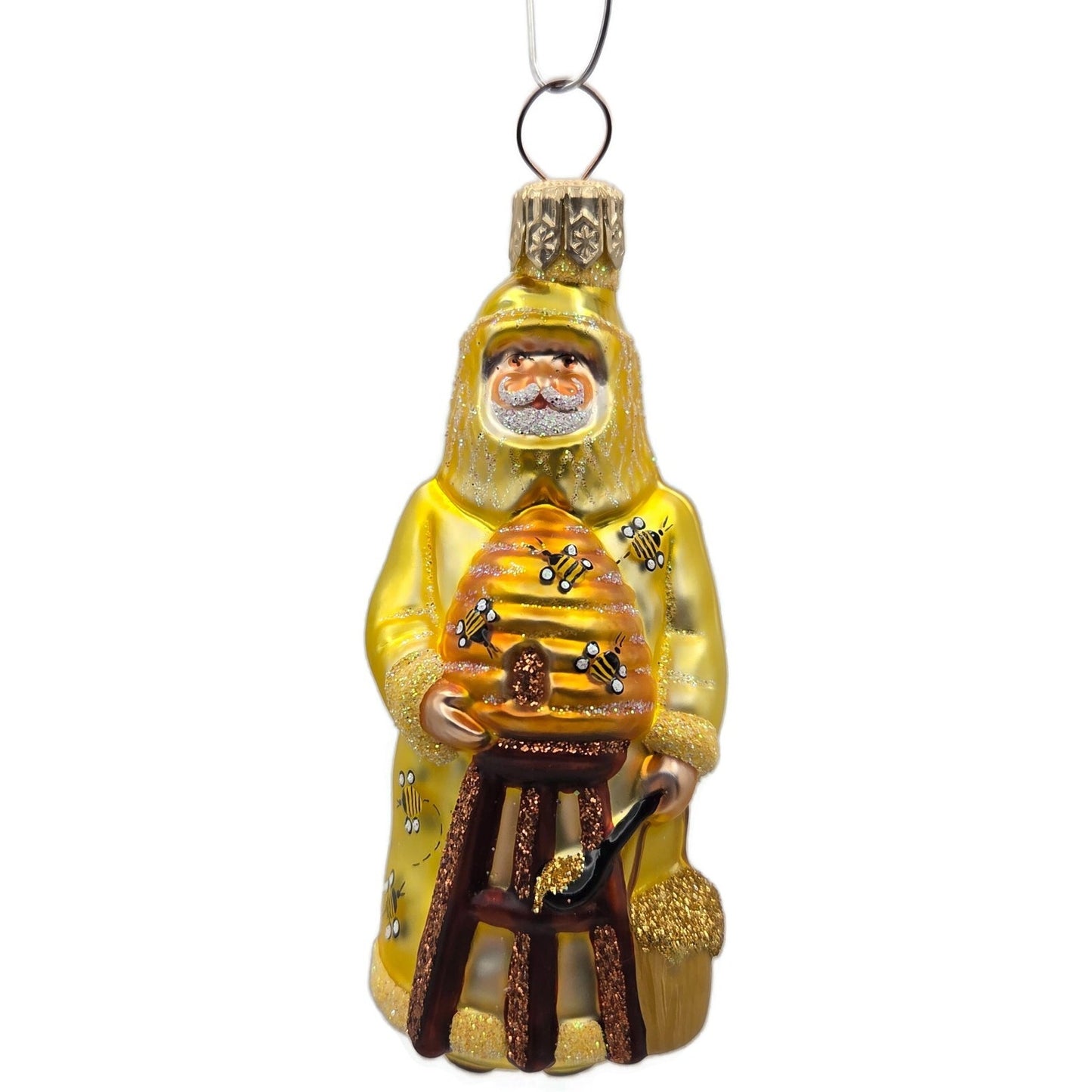 Patricia Breen Miniature Beeskeeping Santa Yellow Spring Christmas Tree Ornament