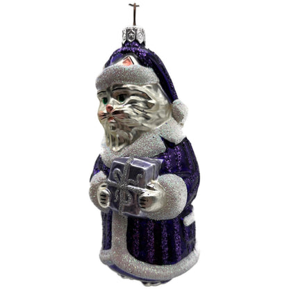 Patricia Breen Kitty Claus Purple Stripes Cat Christmas Tree Ornament CATZ