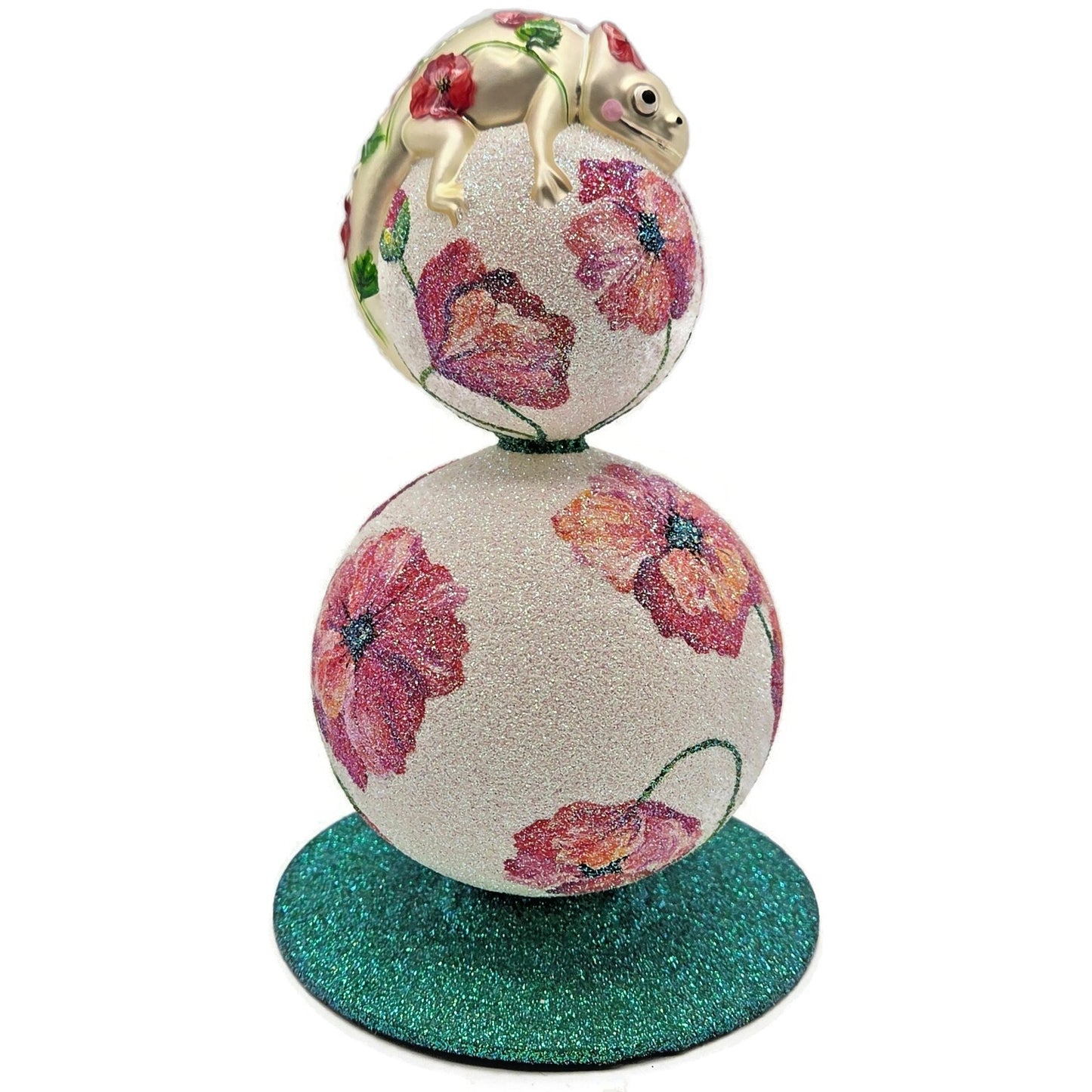 Patricia Breen Chameleon Cake Tree Topper Poppies Flowers Spring Glittered OOAK