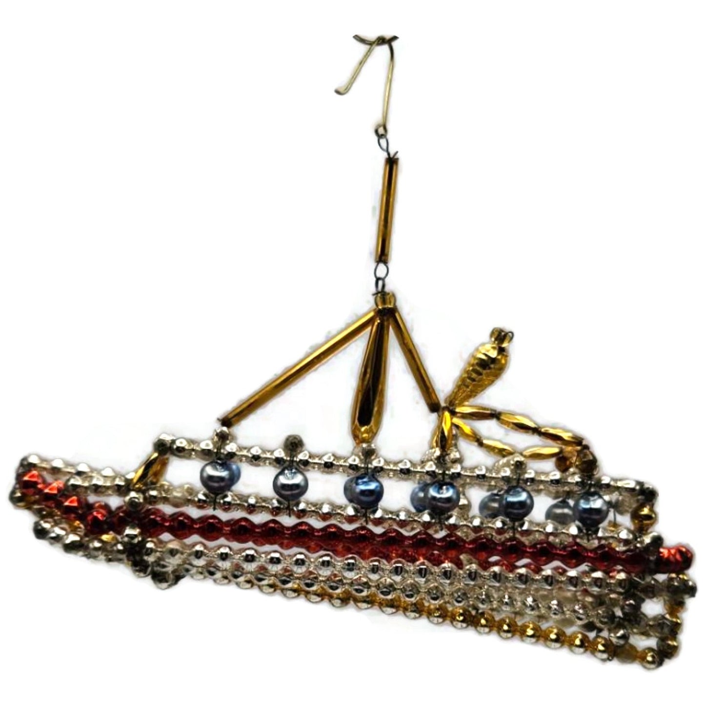 Christopher Radko Luxury Liner Ship Christmas Ornament Beaded Czech 98-230-0