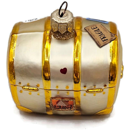 Patricia Breen Bon Voyage Gold Georgia Green Travel Trunk Christmas Ornament