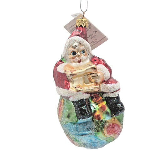 Christopher Radko On Top of the World Santa Claus Glass Christmas Tree Ornament