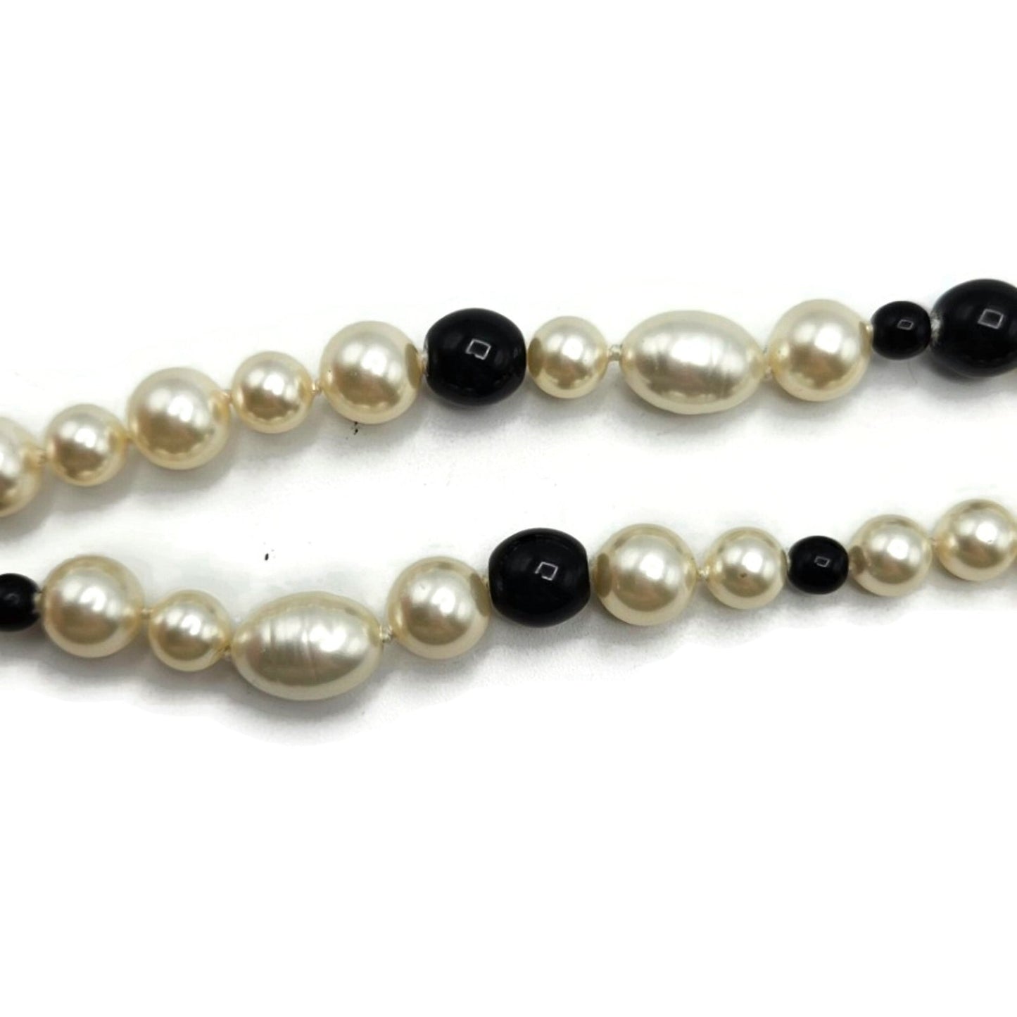 Co Co Chanel Paris Faux Pearls Black Glass Beads Baroque Sweater Necklace