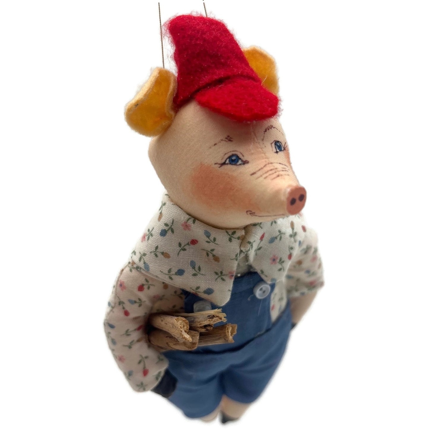 Gladys Boalt Stick Pig The 3 Little Pigs Handmade Christmas Ornament Signed