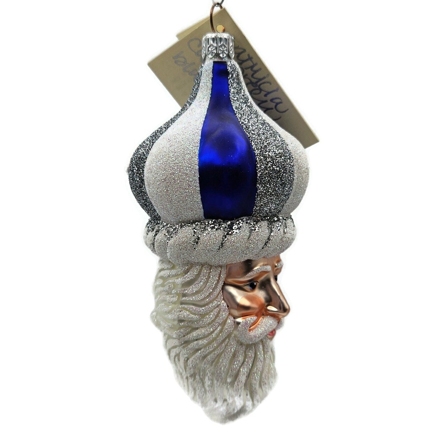 Patricia Breen Carnival Noel Blue Silver Santa Claus CO Christmas Tree Ornament