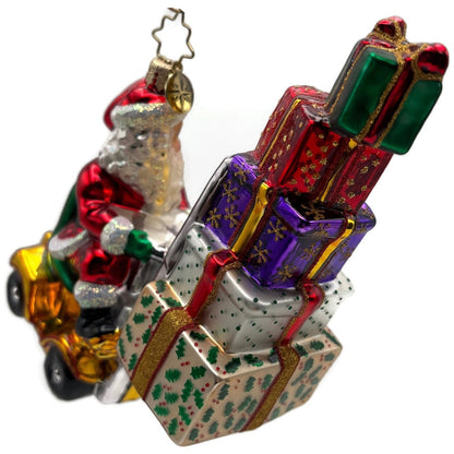 Christopher Radko Heavy Lifting Nick Santa Glass Christmas Ornament 1016139