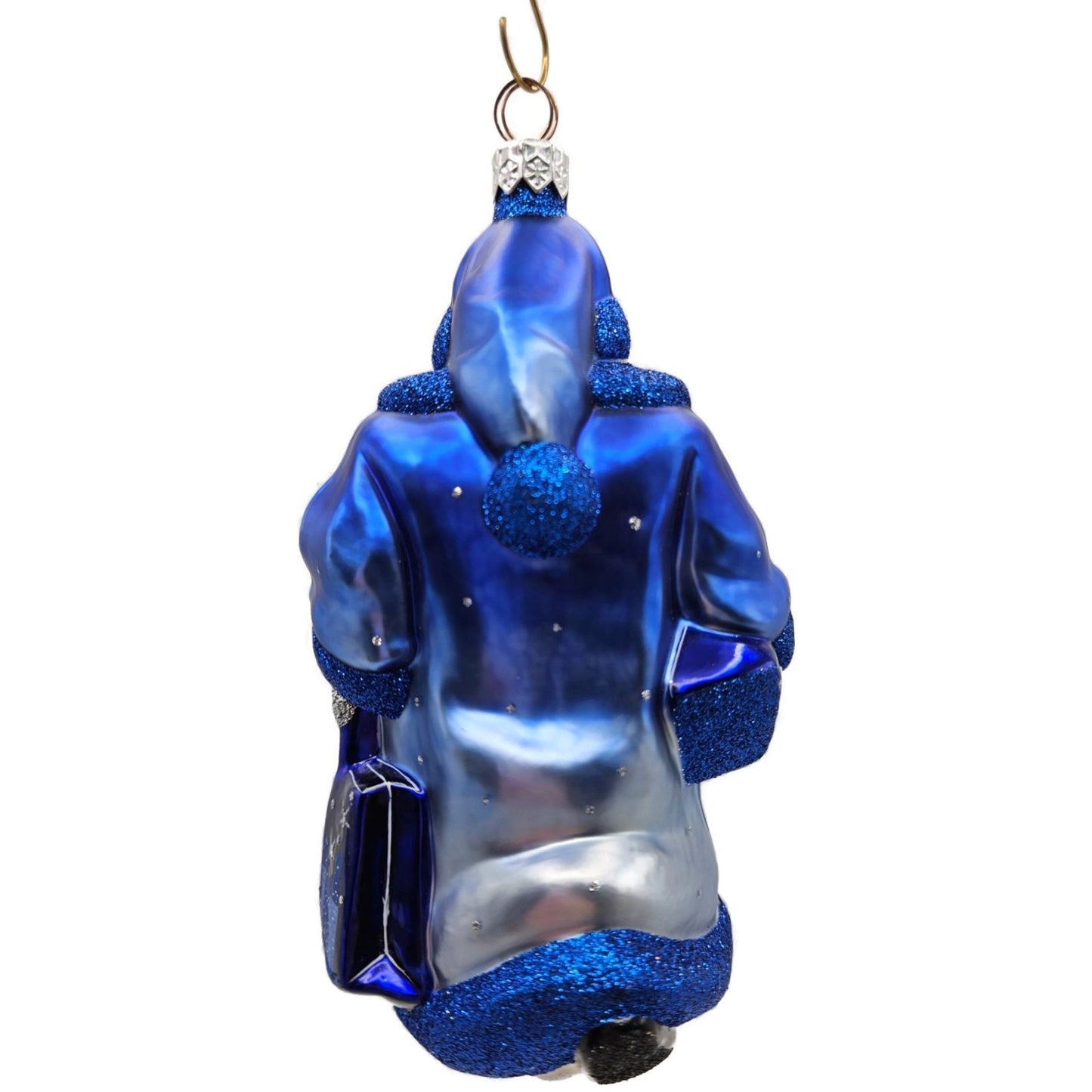 Patricia Breen City Santa Dawn Blue Silver Snowflakes Stars Christmas Ornament