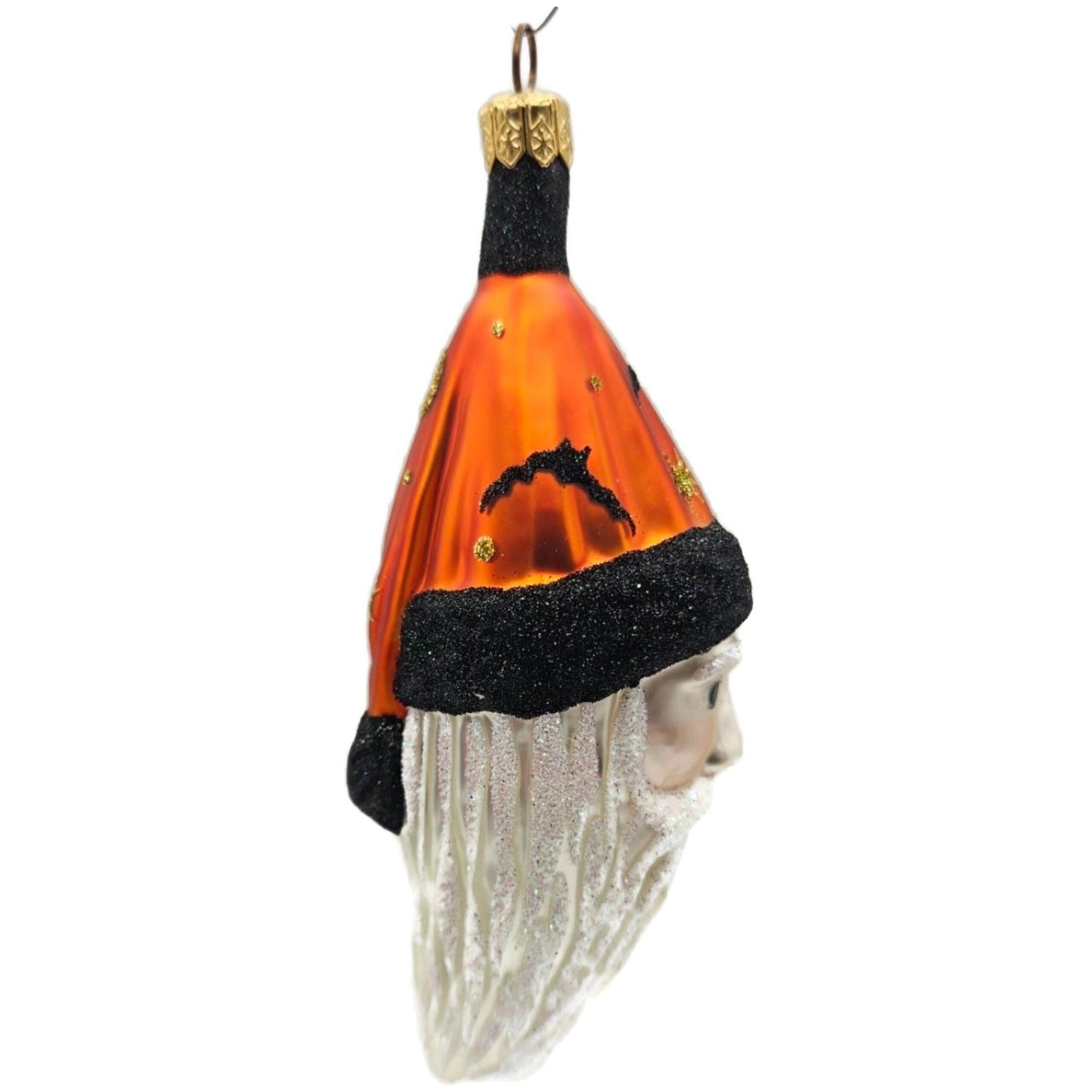 Patricia Breen Faux Fur Santa Head Moons Orange Stars Halloween Ornament 9610