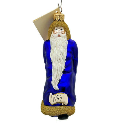 Patricia Breen Out With the Old Blue Gold Santa Claus Christmas Tree Ornament