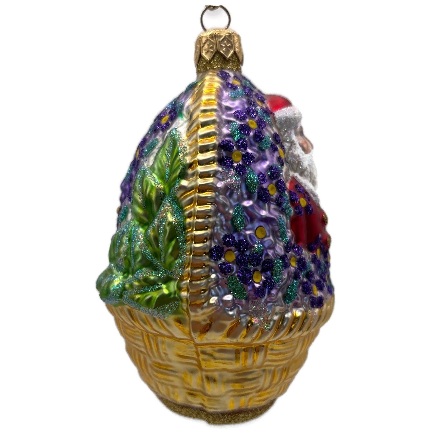 Patricia Breen Forget-Me-Not Santa Red Flowers Basket Spring Christmas Ornament