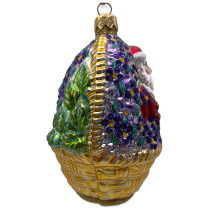 Patricia Breen Forget-Me-Not Santa Red Flowers Basket Spring Christmas Ornament
