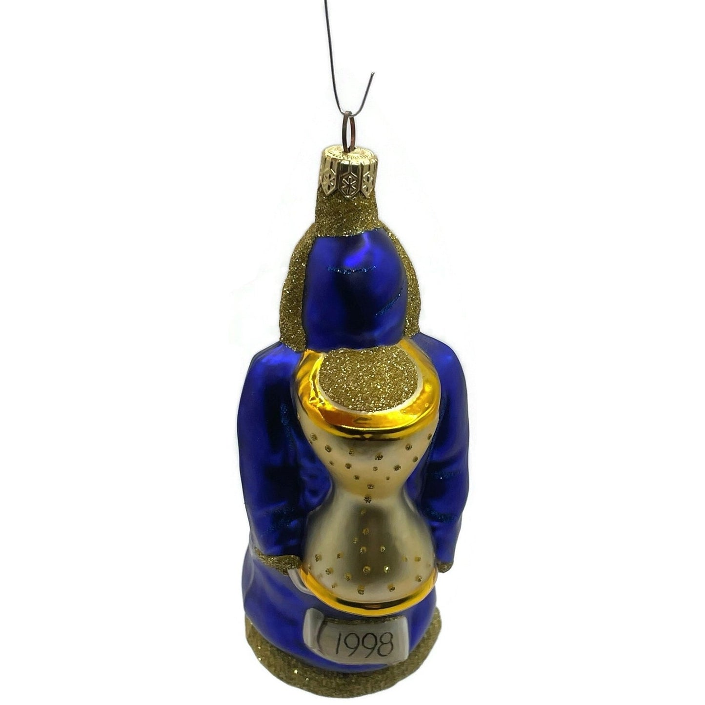 Patricia Breen Out With The Old Blue Gold Santa Claus Christmas Ornament 9830