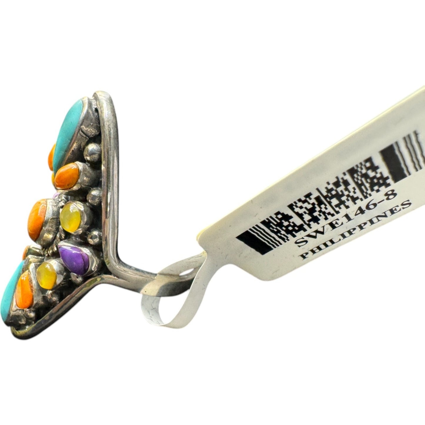 JTV Ring Turquoise Mother of Pearl Spiny Oyster Sterling Silver Ring Size 8 NEW