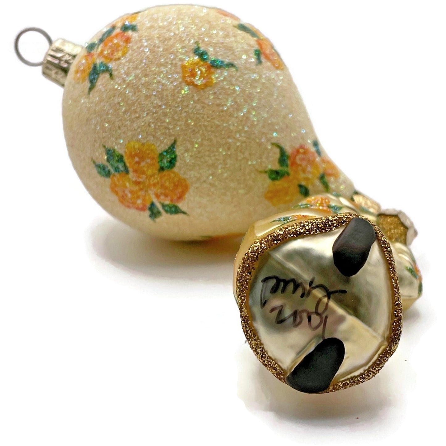 Patricia Breen Into the Blue Santa Claus Yellow Roses Spring Christmas Ornament