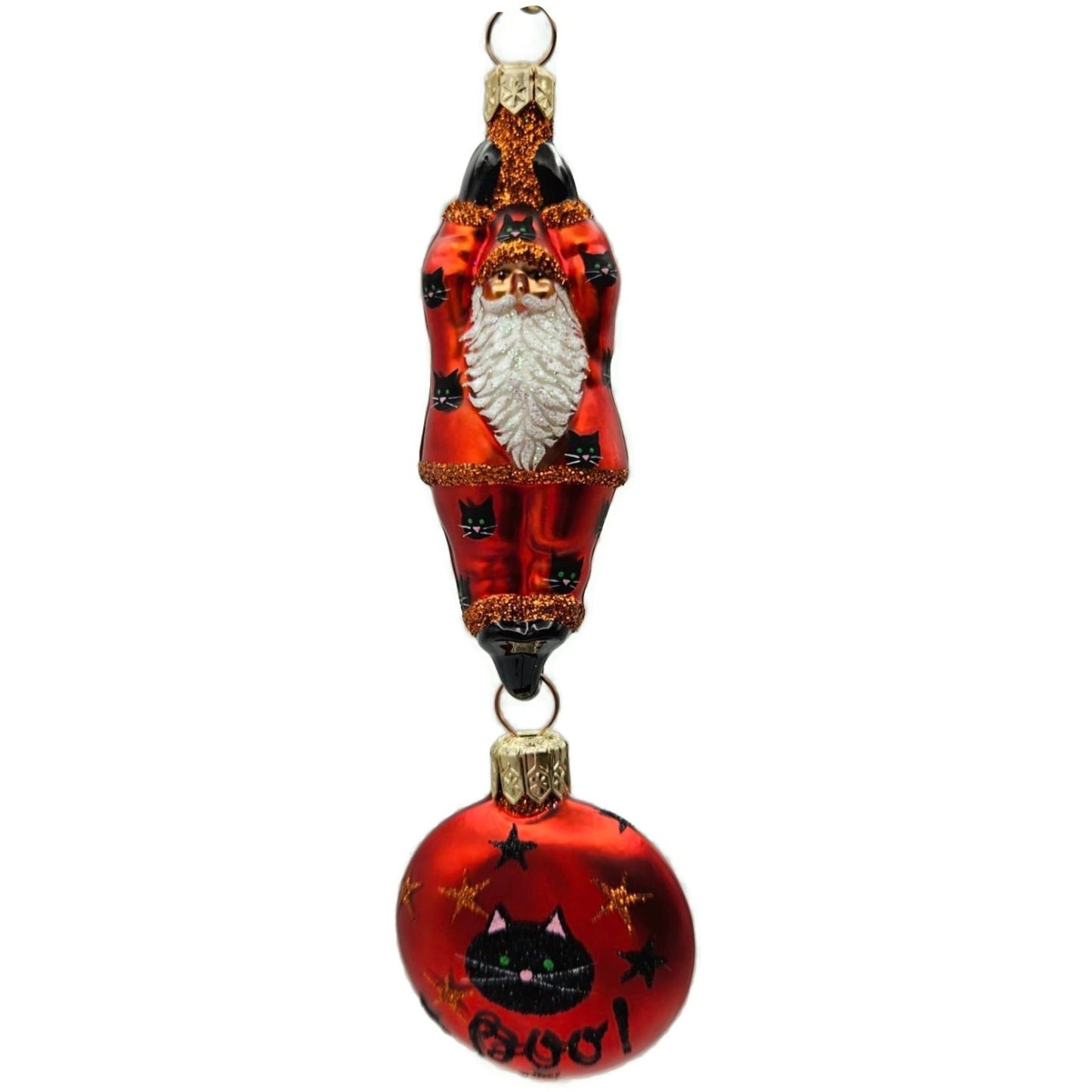 Patricia Breen Cirque de Nicoud Santa Medallion Kitty Faces Halloween Ornament