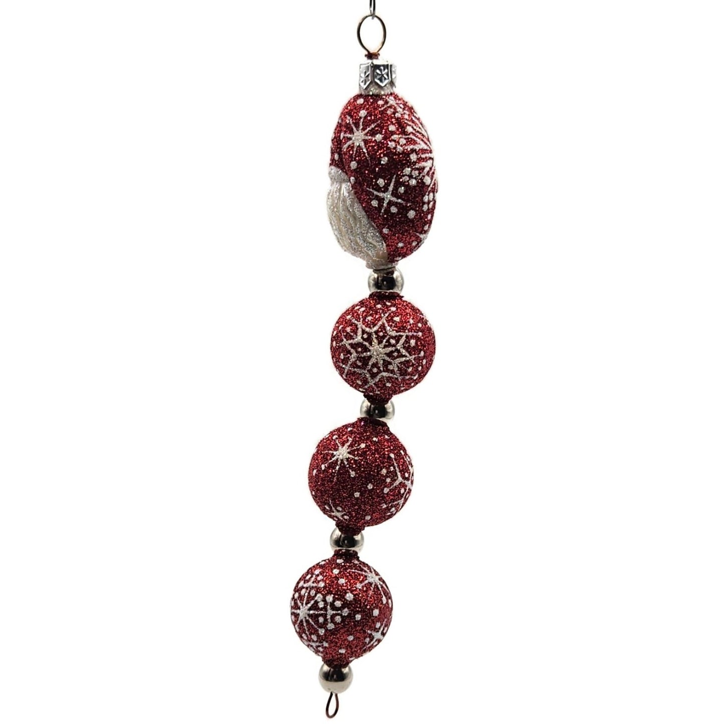 Patricia Breen Santa Claus Kinetic Icicle Red Snowflakes Christmas Tree Ornament