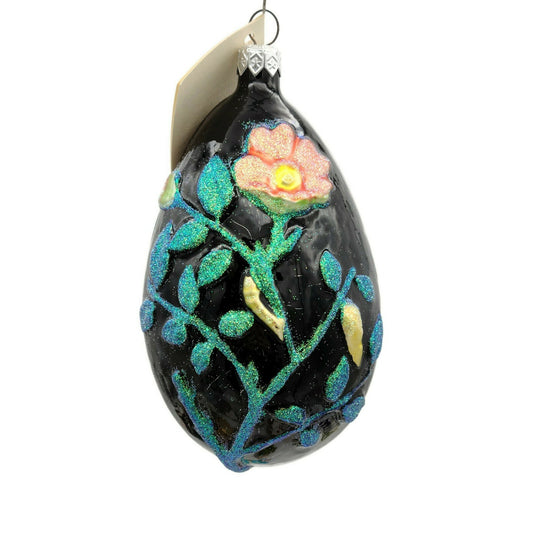 Patricia Breen Chrysalis Egg Black Floral Easter Holiday Tree Ornament Limited