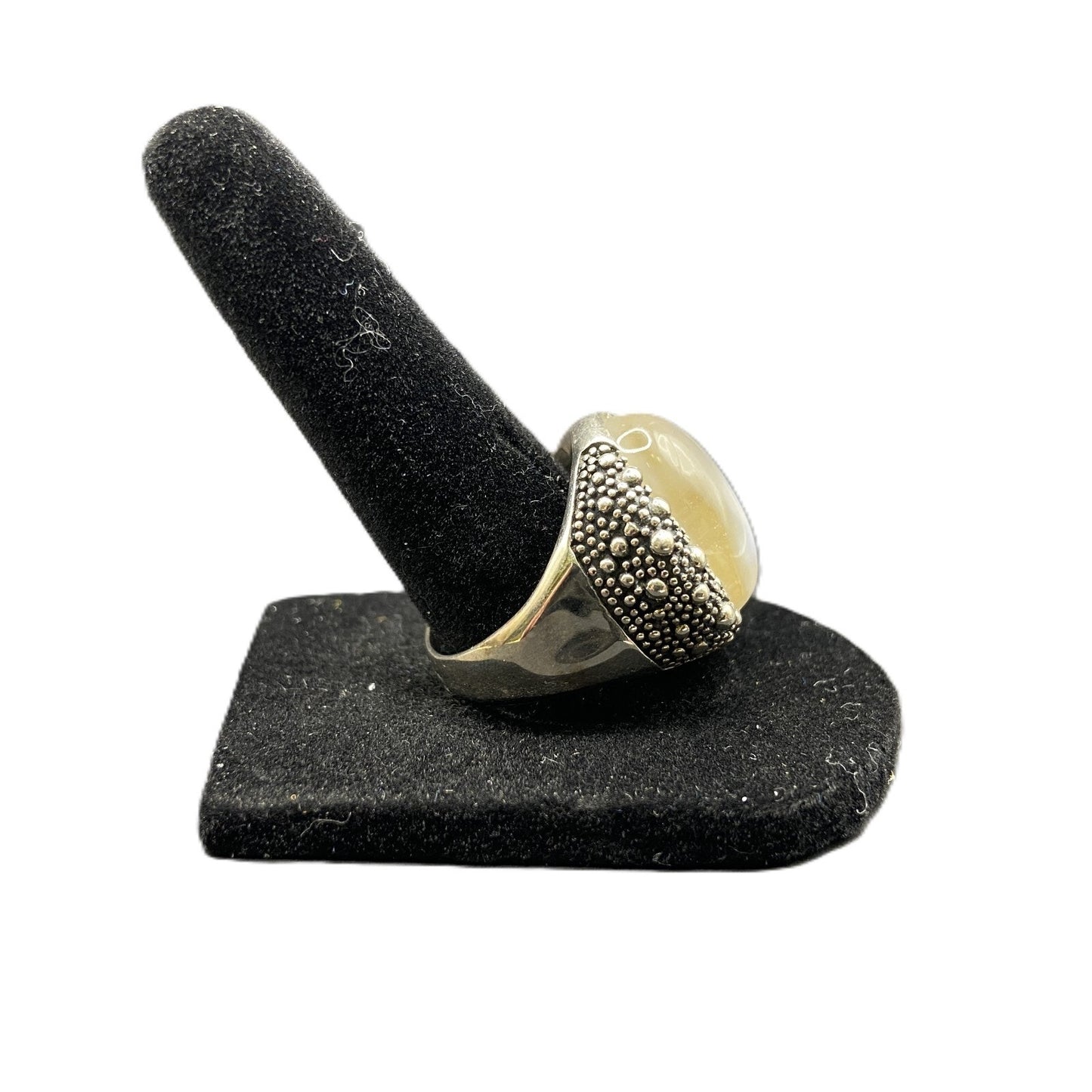 Michael Dawkins Ring 925 Sterling Silver Starry Night Mother of Pearl Dome Sz 9