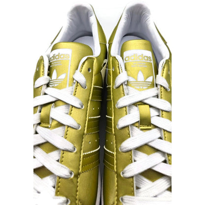 Adidas Superstar White Gold Metallic Leather Shoes Ladies Sz 9 Shell Toe FY1154