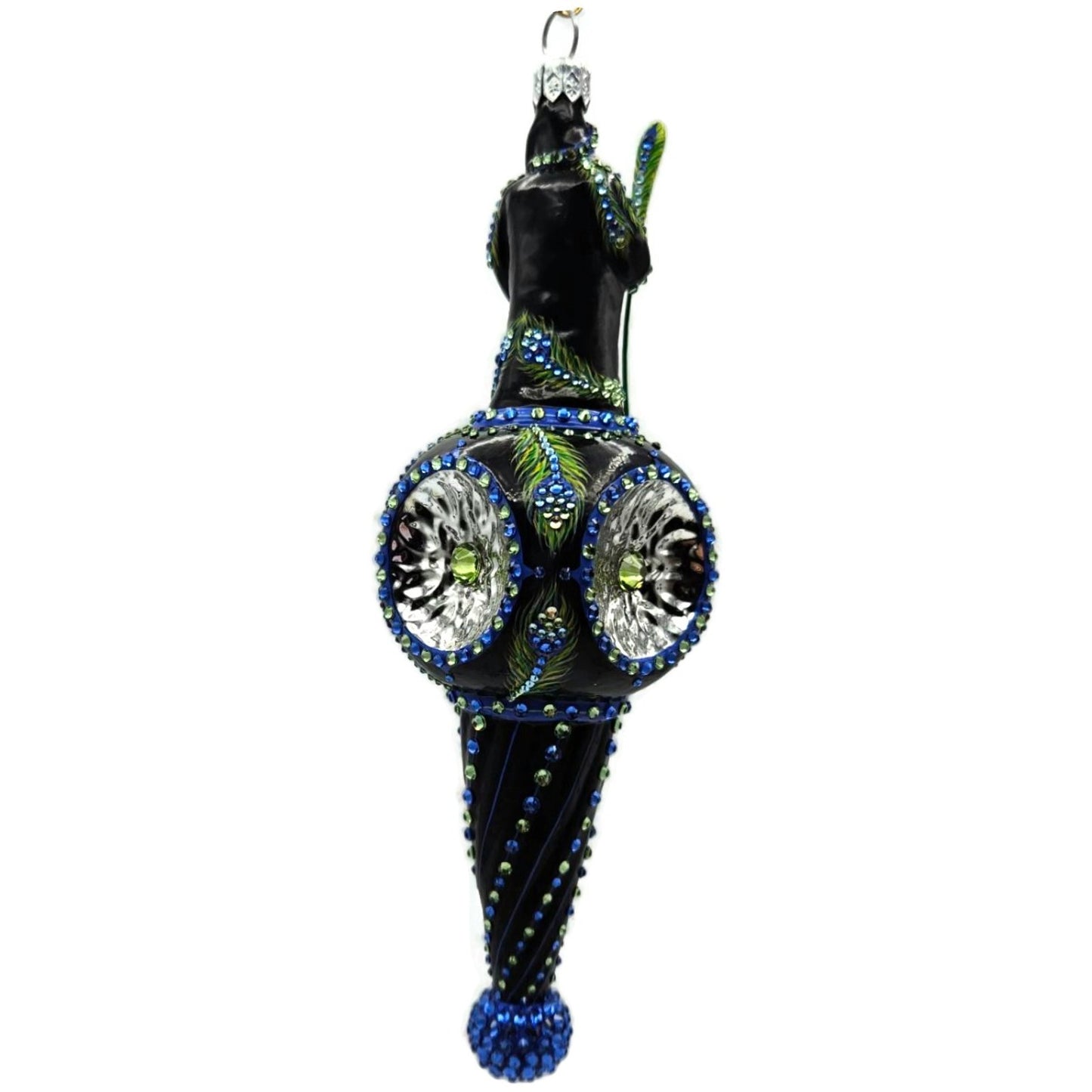 Patricia Breen Willhite Santa Peacock Jeweled Reflector Christmas Ornament 3242