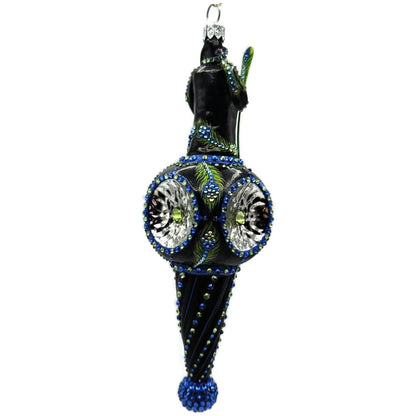 Patricia Breen Willhite Santa Peacock Jeweled Reflector Christmas Ornament 3242