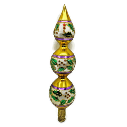 Christopher Radko Holly Ribbons Finial Christmas Holiday Tree Topper 91-153-2