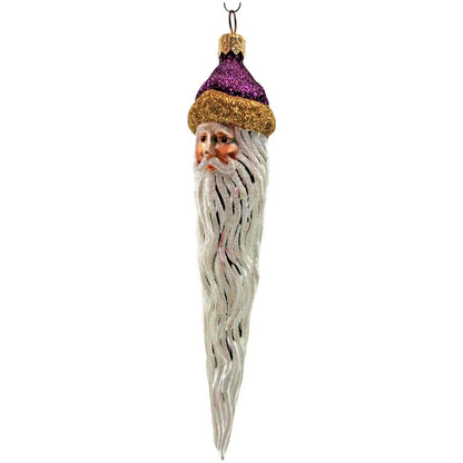 Patricia Breen Santa Icicle Beard Fuchsia Gold Hat Glittered Christmas Ornament