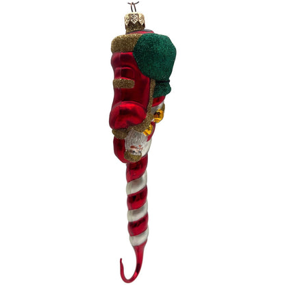 Patricia Breen Peppermint Santa Red White Matte Candy Cane Christmas Ornament