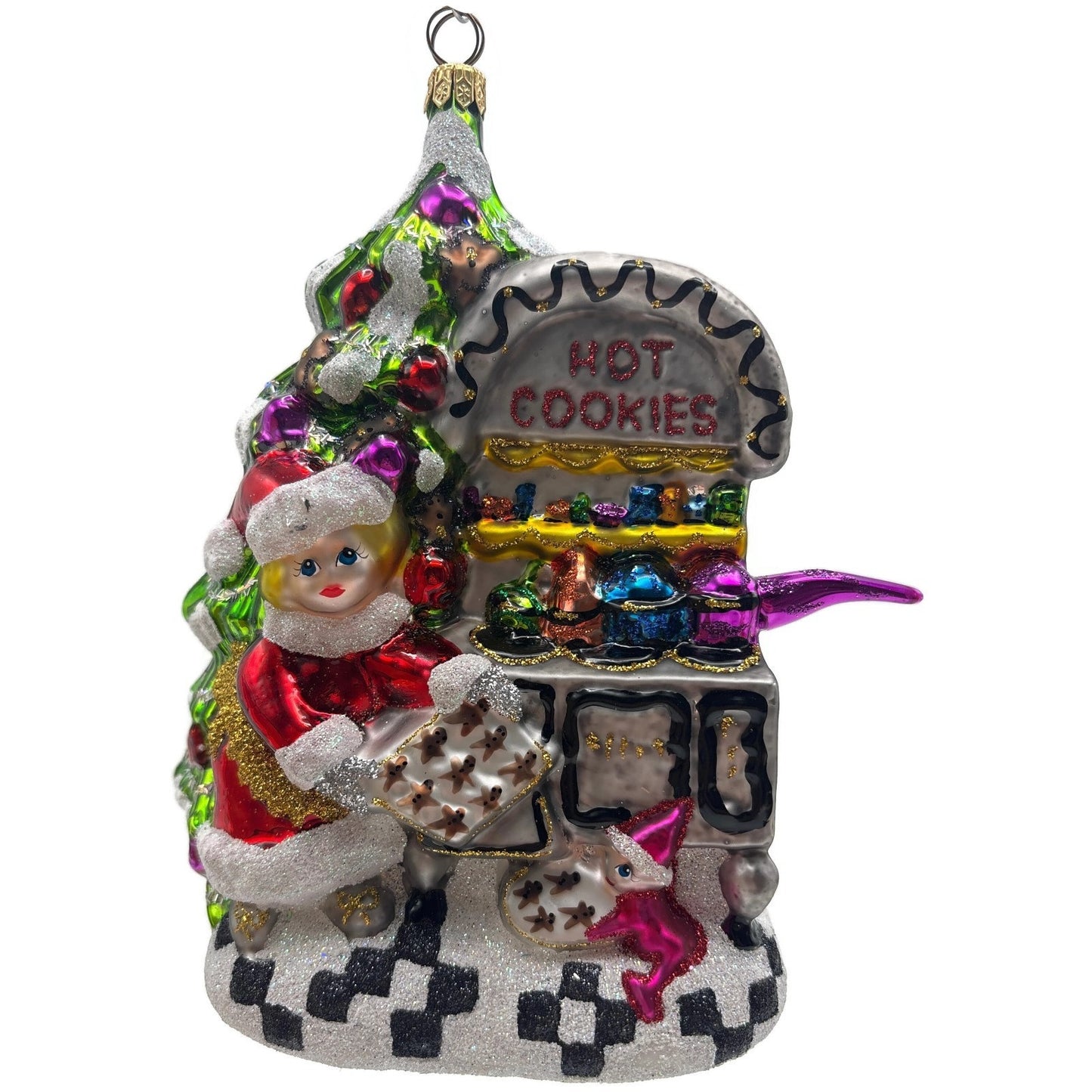 Larry Fraga Hot Cookies Mrs. Claus Glittered Kitchen Christmas Tree Ornament