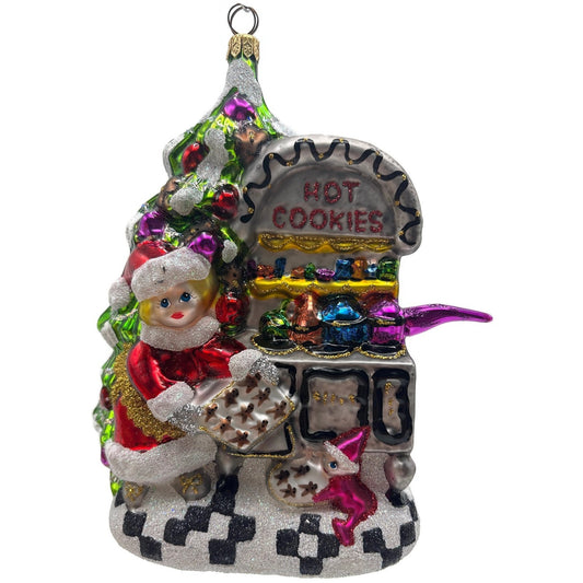 Larry Fraga Hot Cookies Mrs. Claus Glittered Kitchen Christmas Tree Ornament