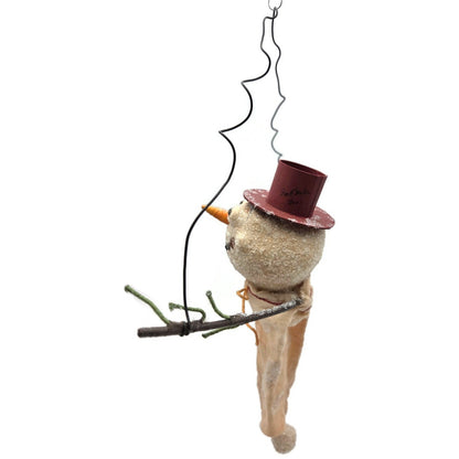 Rucus Studios Scott Smith Snowman Ornament 2001 Handmade Folk Art wtih Red Hat