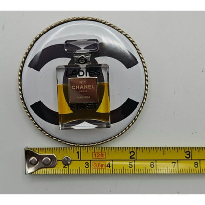 CoCo CHANEL No 5 Perfume Bottle Brooch Ladies First Gold Black Rare NIB