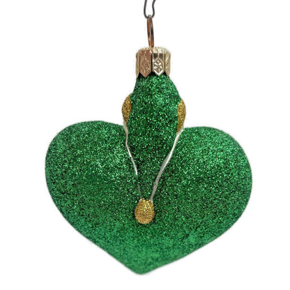 Ornament Patricia Breen Santa du Coeur Green Valentines Heart Glittered Holiday