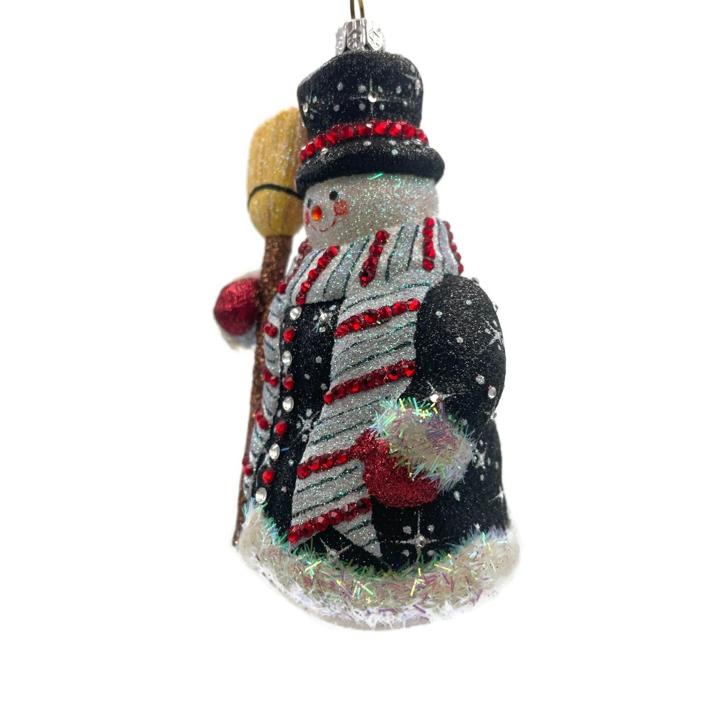 Patricia Breen Classical Snowman Black Striped Snowflakes Christmas Ornament