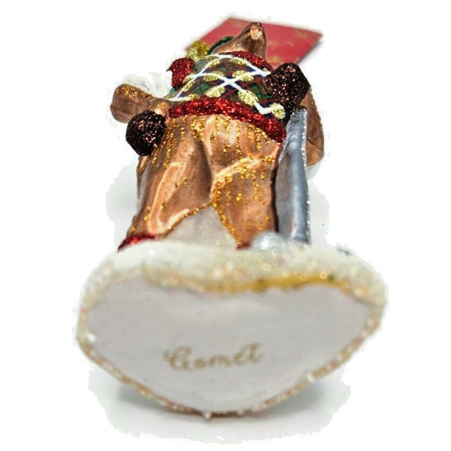 Juliska Country Estate Reindeer Games Comet Golf Club Glass Christmas Ornament