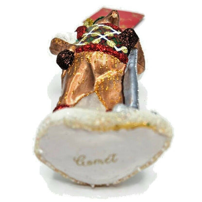 Juliska Country Estate Reindeer Games Comet Golf Club Glass Christmas Ornament