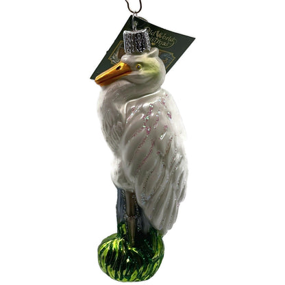 OWC Great American Egret Ornament Bird Old World Christmas Holiday Tree Decor