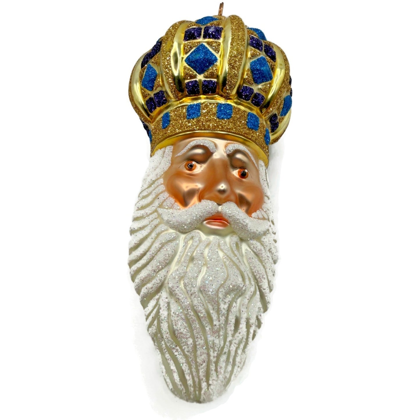 Patricia Breen Bijoux Noel Santa Claus Head Gold Crown Christmas Ornament 2101