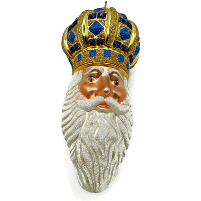 Patricia Breen Bijoux Noel Santa Claus Head Gold Crown Christmas Ornament 2101