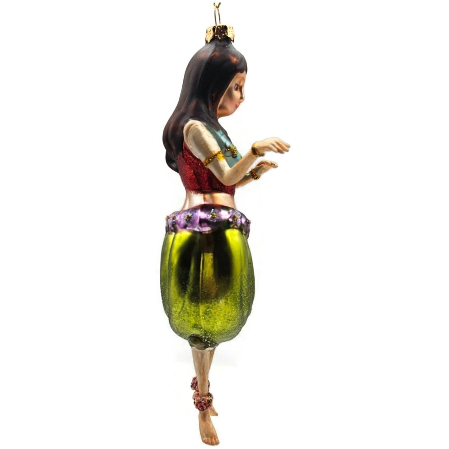 Hawaiian Hula Girl Dancer Summer Glass Green Dress Christmas Tree Ornament