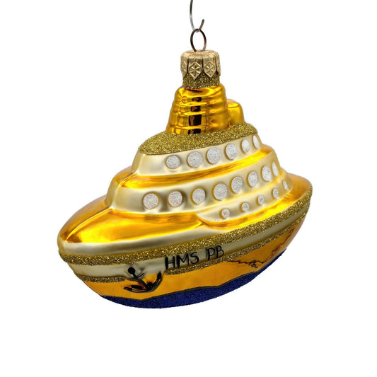 Patricia Breen HMS PB Gold Glittered Upper Deck Ship Boat Christmas Ornament
