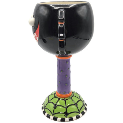 Department 56 Halloween Google Eye Black Spider Web Goblet Spooky Party Drink