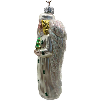 Patricia Breen Noel Angel Pearl White Green Religious Christmas Tree Ornament
