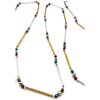 Christopher Radko Long Gold Silver Tube Beaded Garland Christmas Tree Ornament